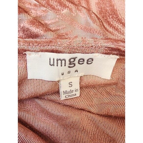 Umgee Velvet Burn Out Leaf Print Top Size Small Ruffle Sleeve - Picture 7 of 8